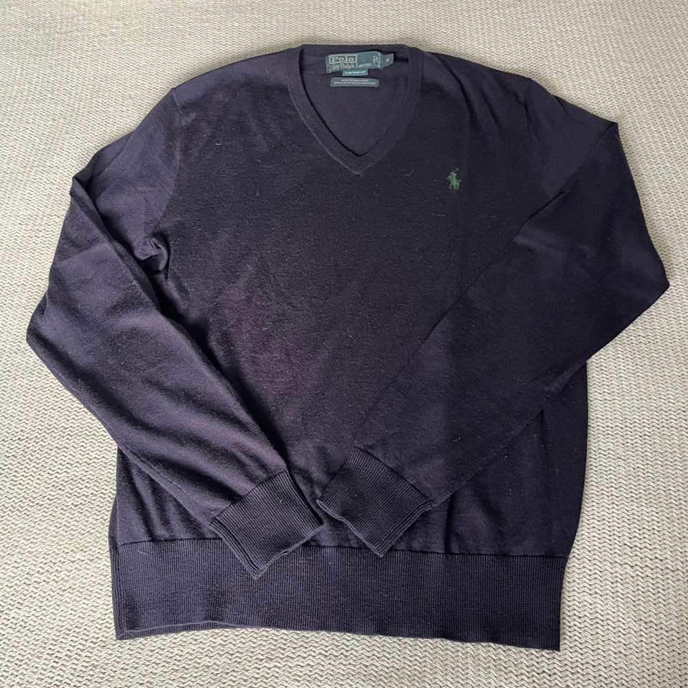 NWOT Ralph Lauren Men's Dark Blue V-Neck Sweater